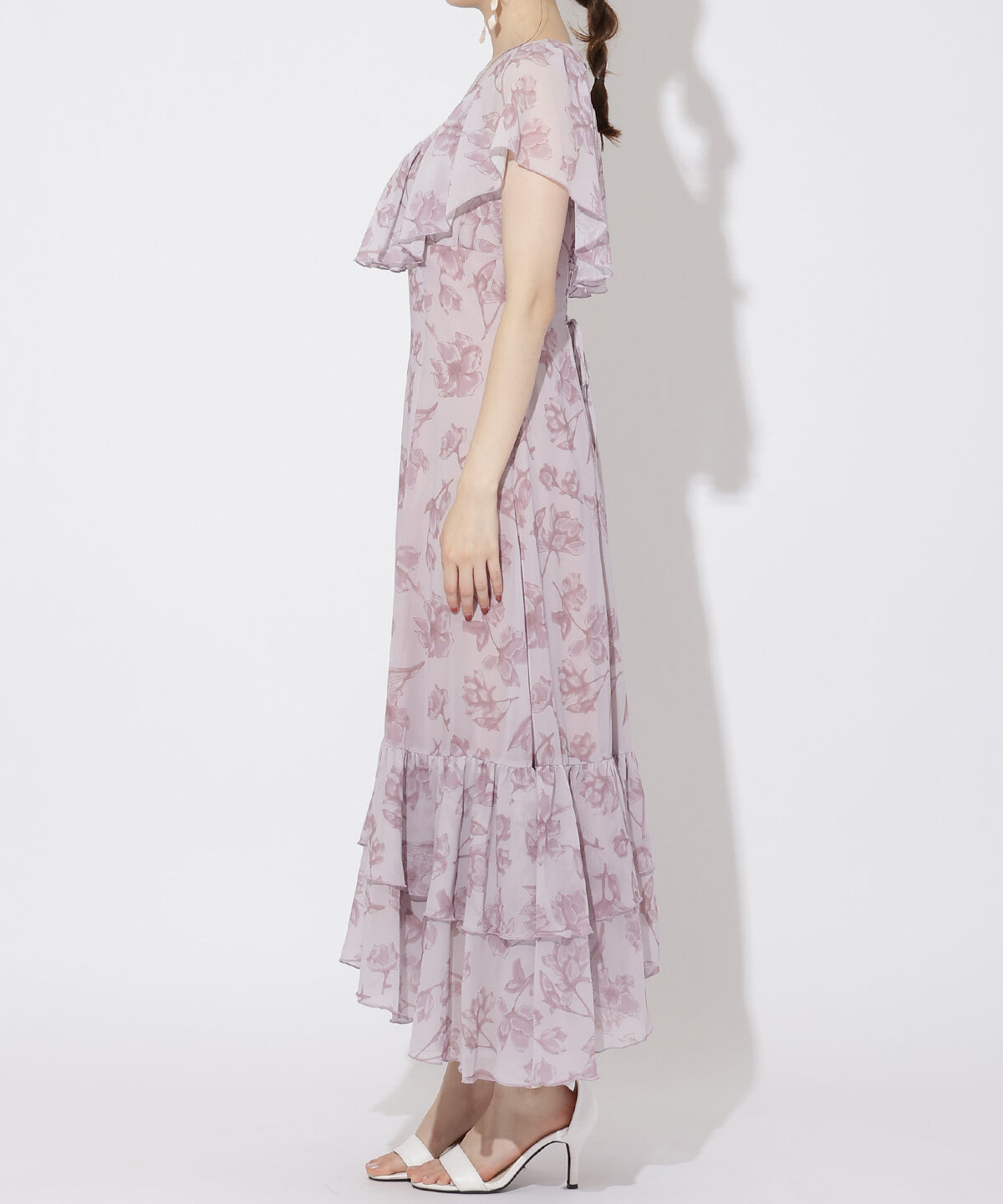 WILLSELECTION「ラインフラワー袖フリルワンピース」|ワンピース|