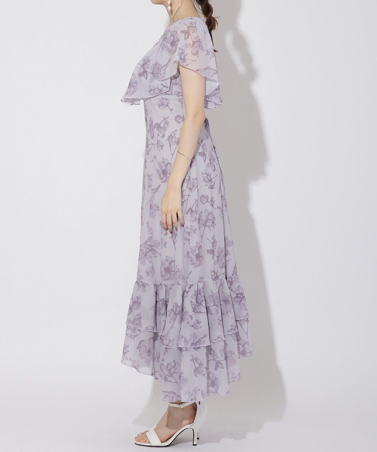 WILLSELECTION「ラインフラワー袖フリルワンピース」|ワンピース|