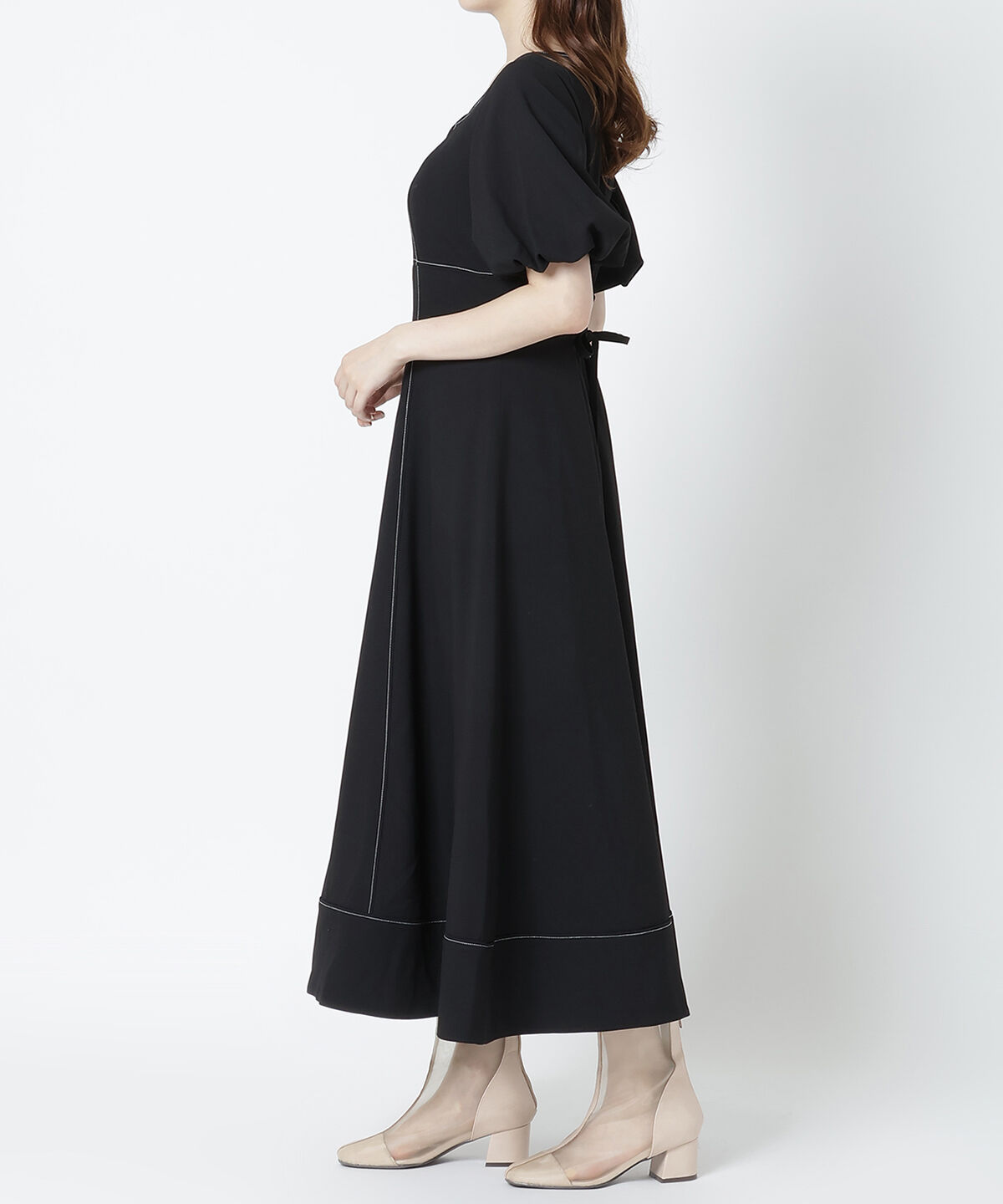 WILLSELECTION「配色ステッチボリューム袖ワンピース」|ワンピース|