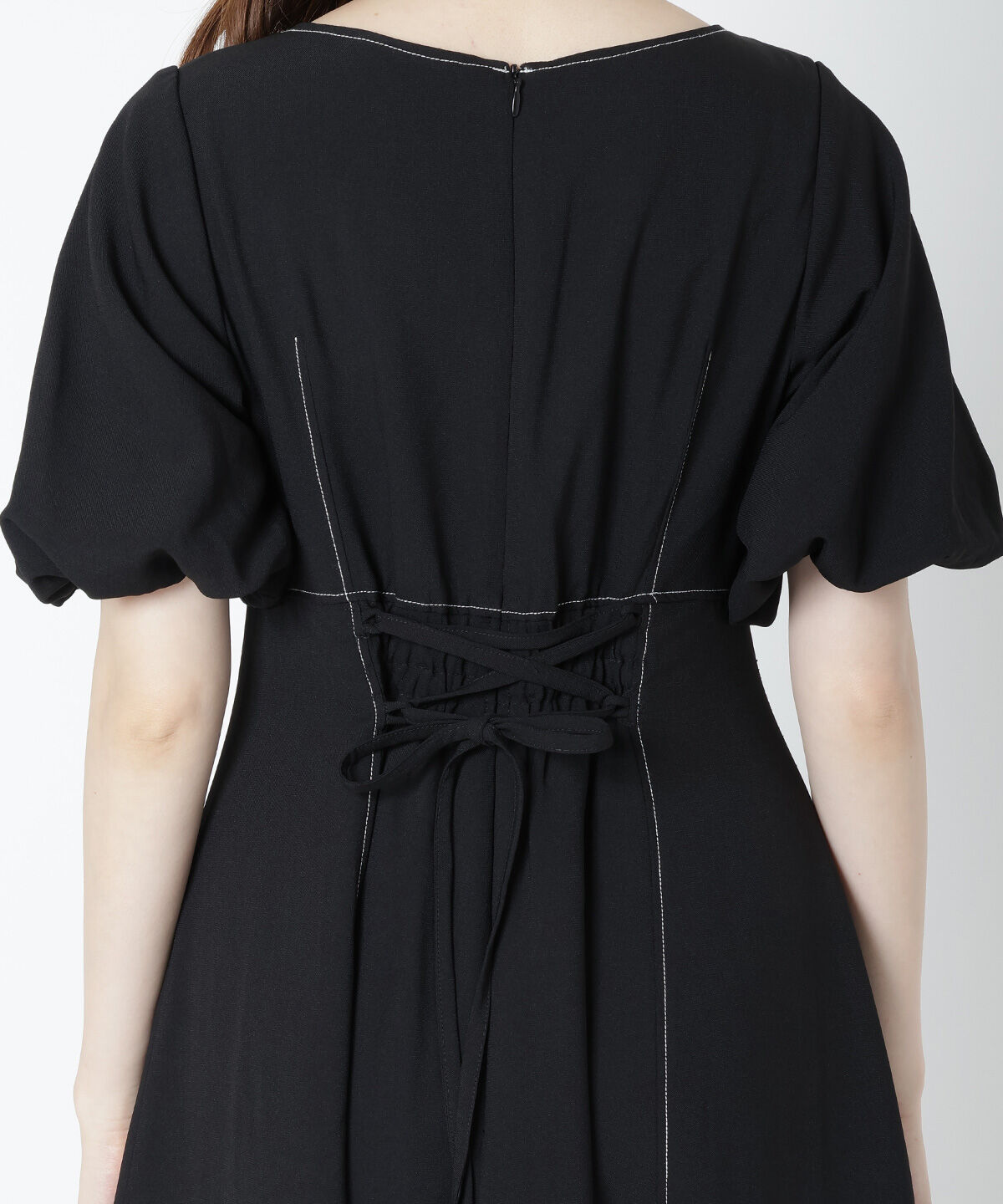 WILLSELECTION「配色ステッチボリューム袖ワンピース」|ワンピース|