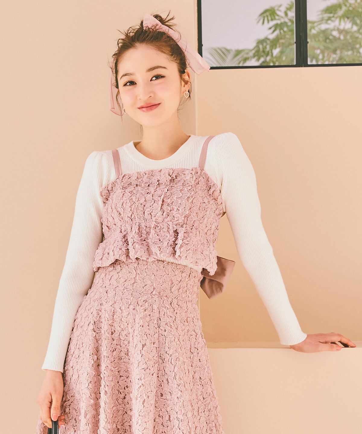 WILLSELECTION「フラワーチュールビスチェ付きニット」|ニット・セーター|