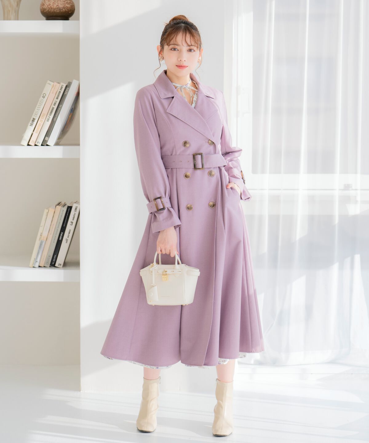 WILLSELECTION「Wボタンスプリングコート」|トレンチコート|ラベンダー