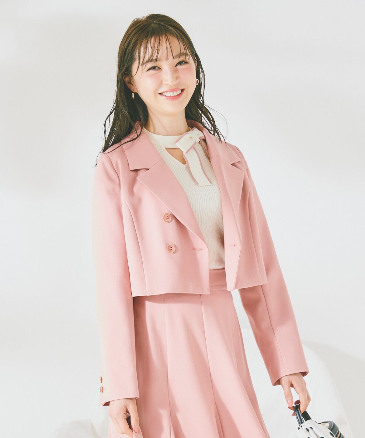 WILLSELECTION「ダブルボタンショートジャケット」|テーラードジャケット|ピンク