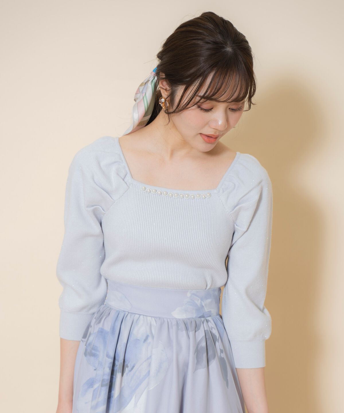 WILLSELECTION「パール装飾パフニットプルオーバー」|ニット・セーター|