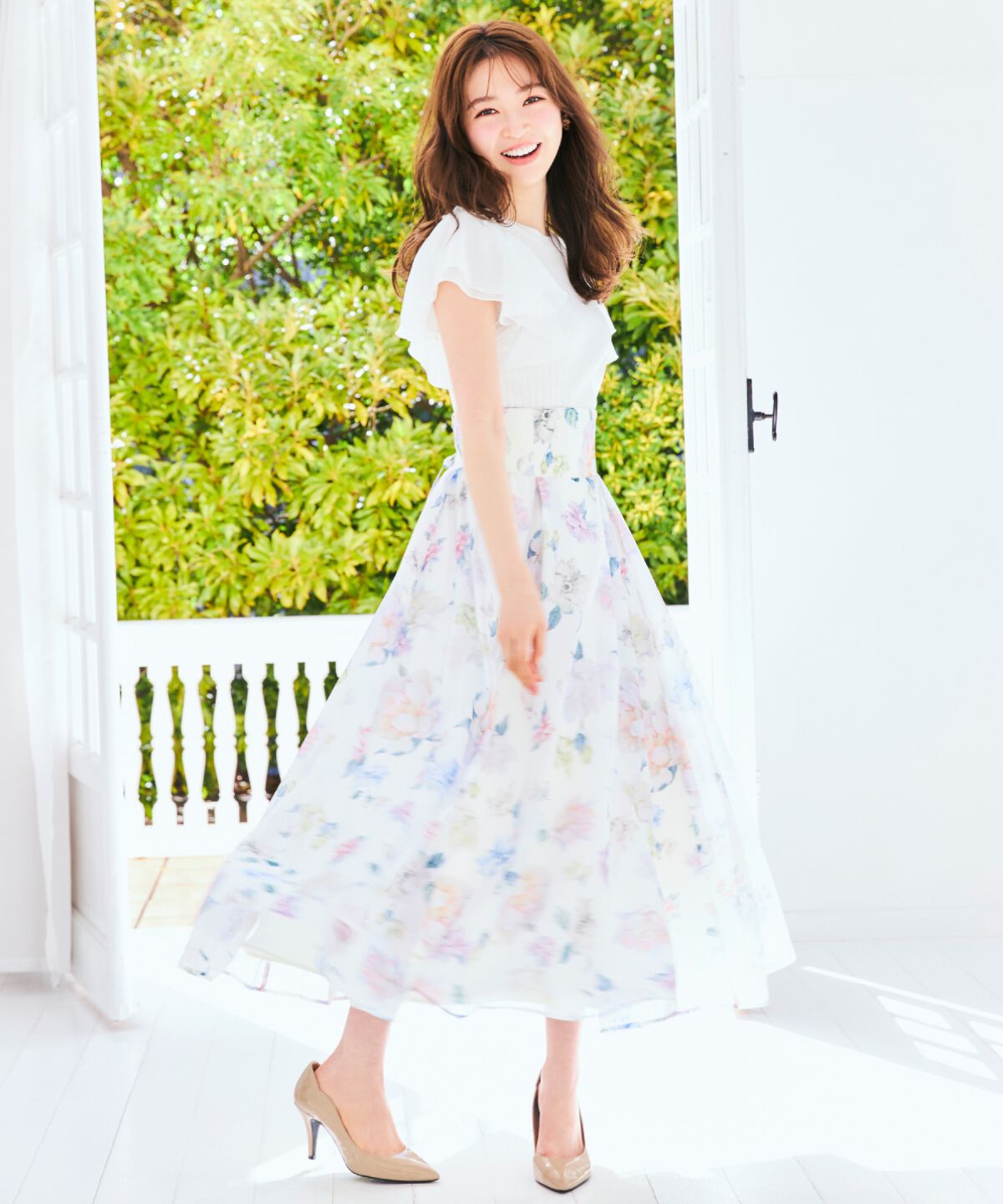 WILLSELECTION「マルチフラワーフレアスカート」|フレア|