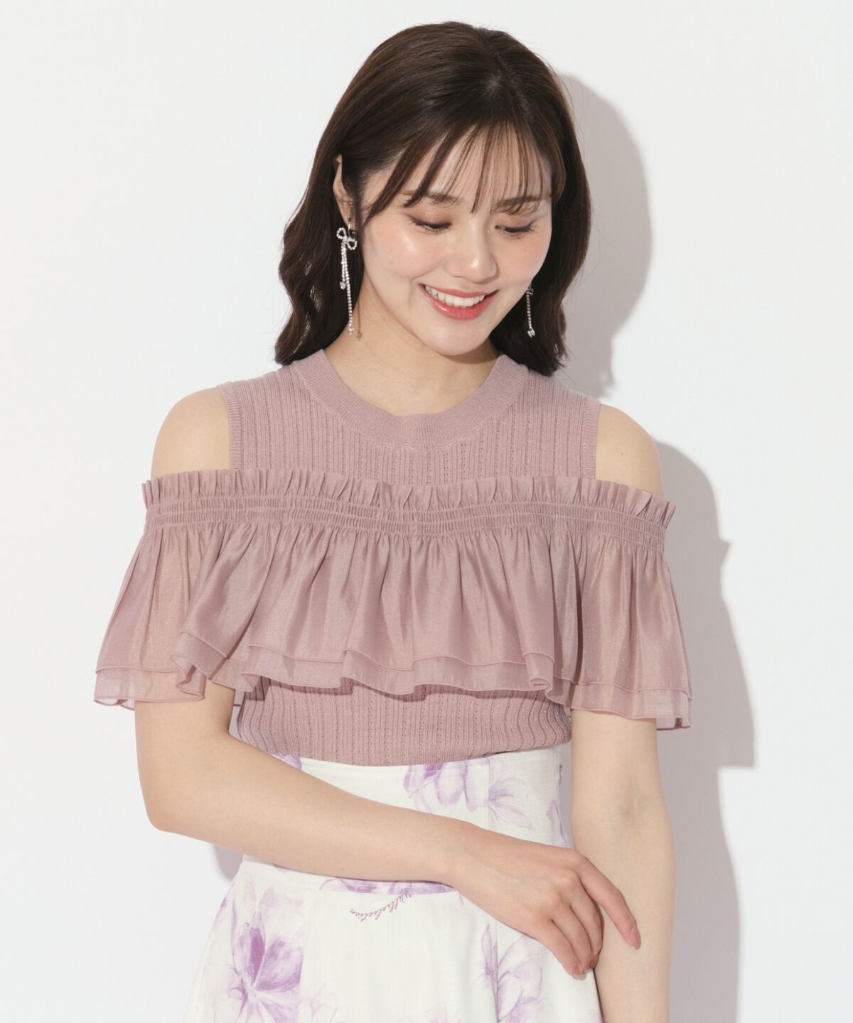 WILLSELECTION「レイヤード風オフショルプルオーバー」|ニット・セーター|