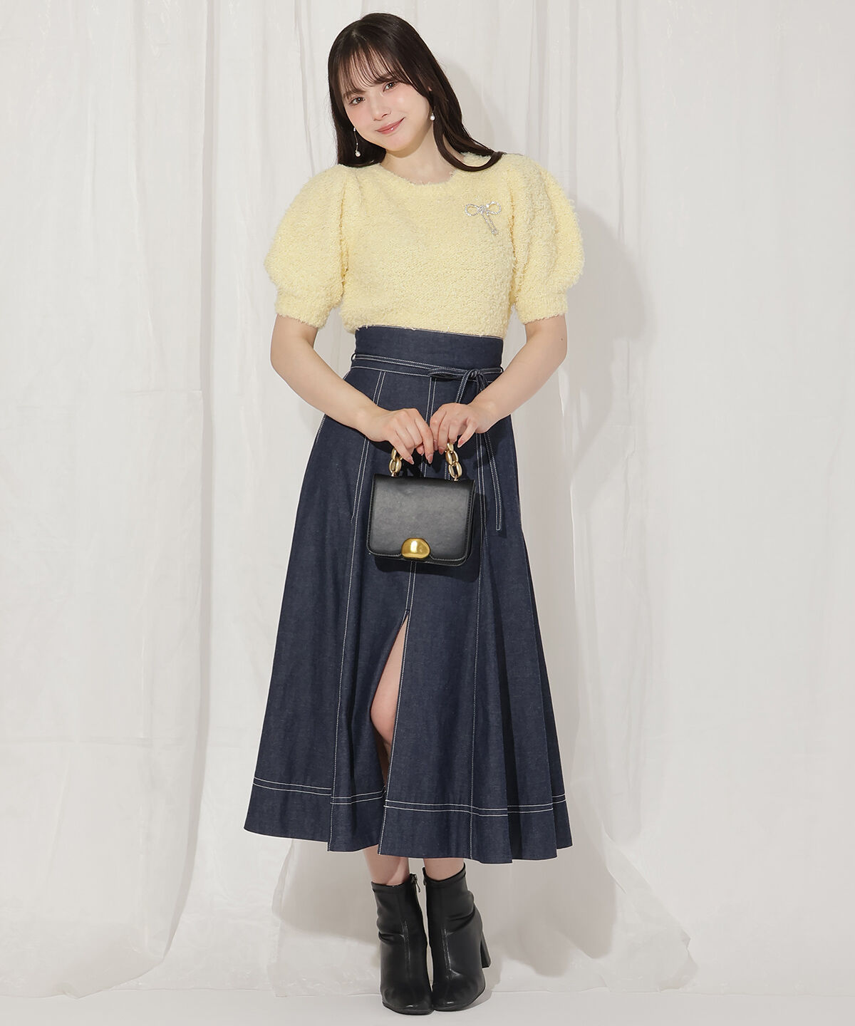 WILLSELECTION「リボンブローチ付きテディヤーンニット」|ニット・セーター|