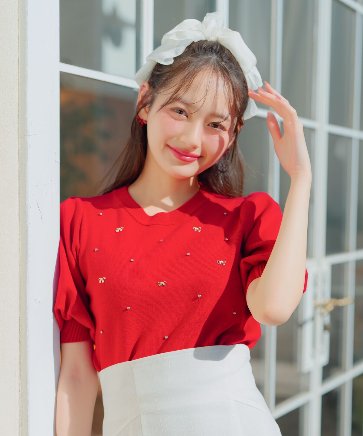 WILLSELECTION「ビジュー＆リボンパーツニットプルオーバー」|ニット・セーター|