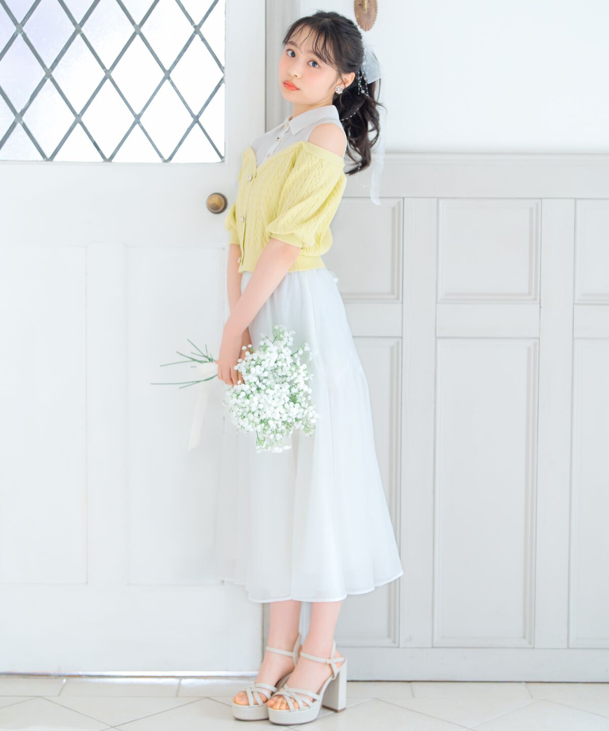 WILLSELECTION「ギャザー切替シアースカート」|フレア|