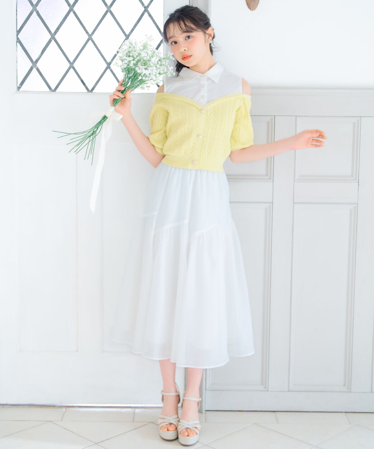 WILLSELECTION「ギャザー切替シアースカート」|フレア|