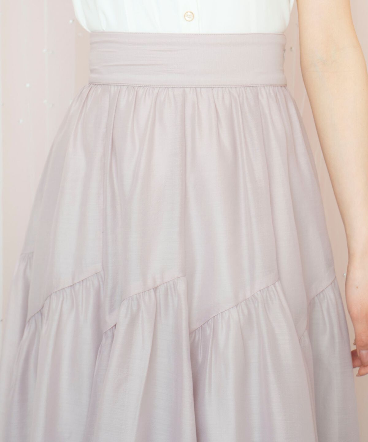 WILLSELECTION「ギャザー切替シアースカート」|フレア|