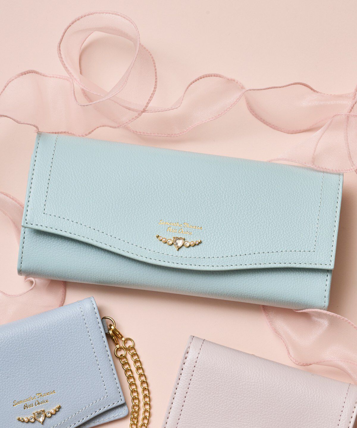 Samantha Thavasa Petit Choice「クリアハートビジュー 長財布」|財布|ミント