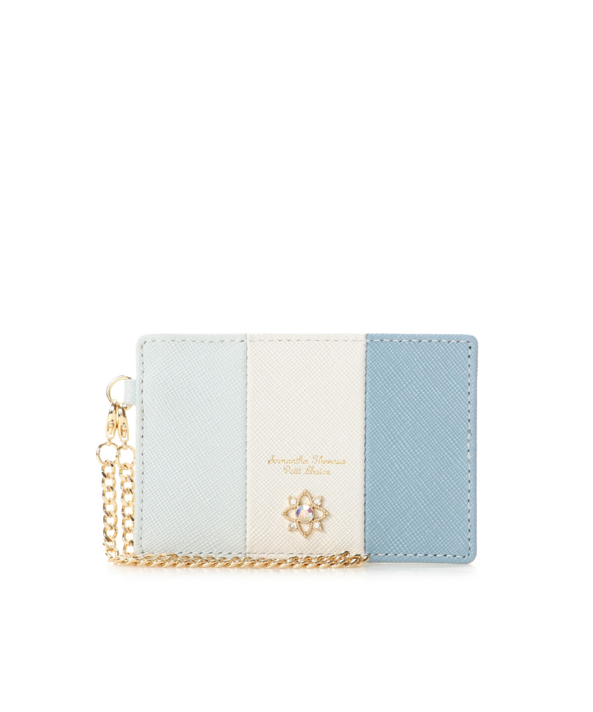 Samantha Thavasa Petit Choice「センターモチーフトリコロールカラー パスケース」|定期入れ|ライトブルー