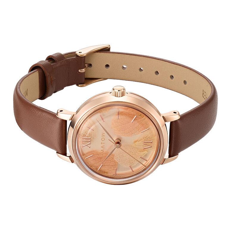 MATOW「〈MATOW (マトウ)〉Shiki Bouquet 紅葉 ﾛｰｽﾞｺﾞｰﾙﾄﾞﾌﾞﾗｳﾝﾚｻﾞｰ」|腕時計|