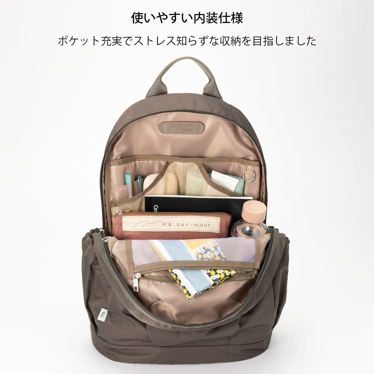 W&.Day/Night「W&.Day/Night アウリンコ ラウンドリュック A4サイズ 14.0インチPC収納 15174」|リュック|