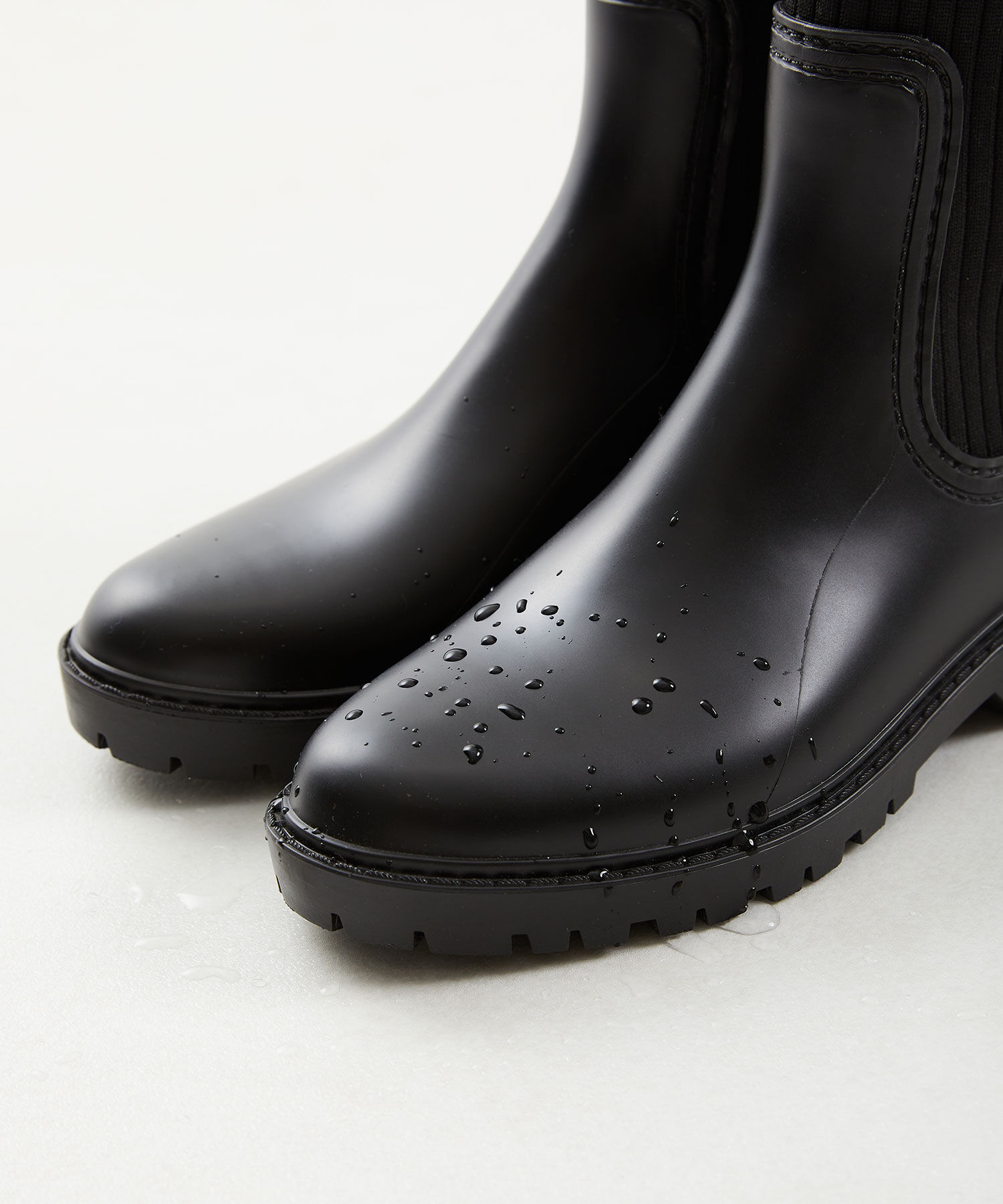 ORiental TRaffic「【防水】切替 ニット レインブーツ /R-0017 レインシューズ ニット 晴雨兼用 ゆったりサイズ」|ショートブーツ|