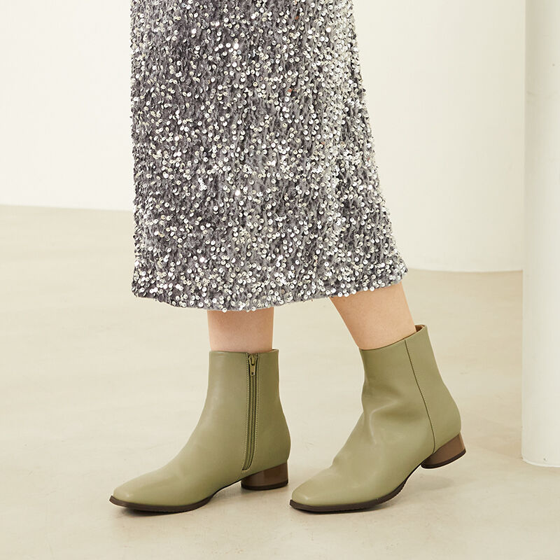 WA Oriental TRaffic「スクエアトゥラウンドヒールブーツ/32409」|ショートブーツ|GREEN