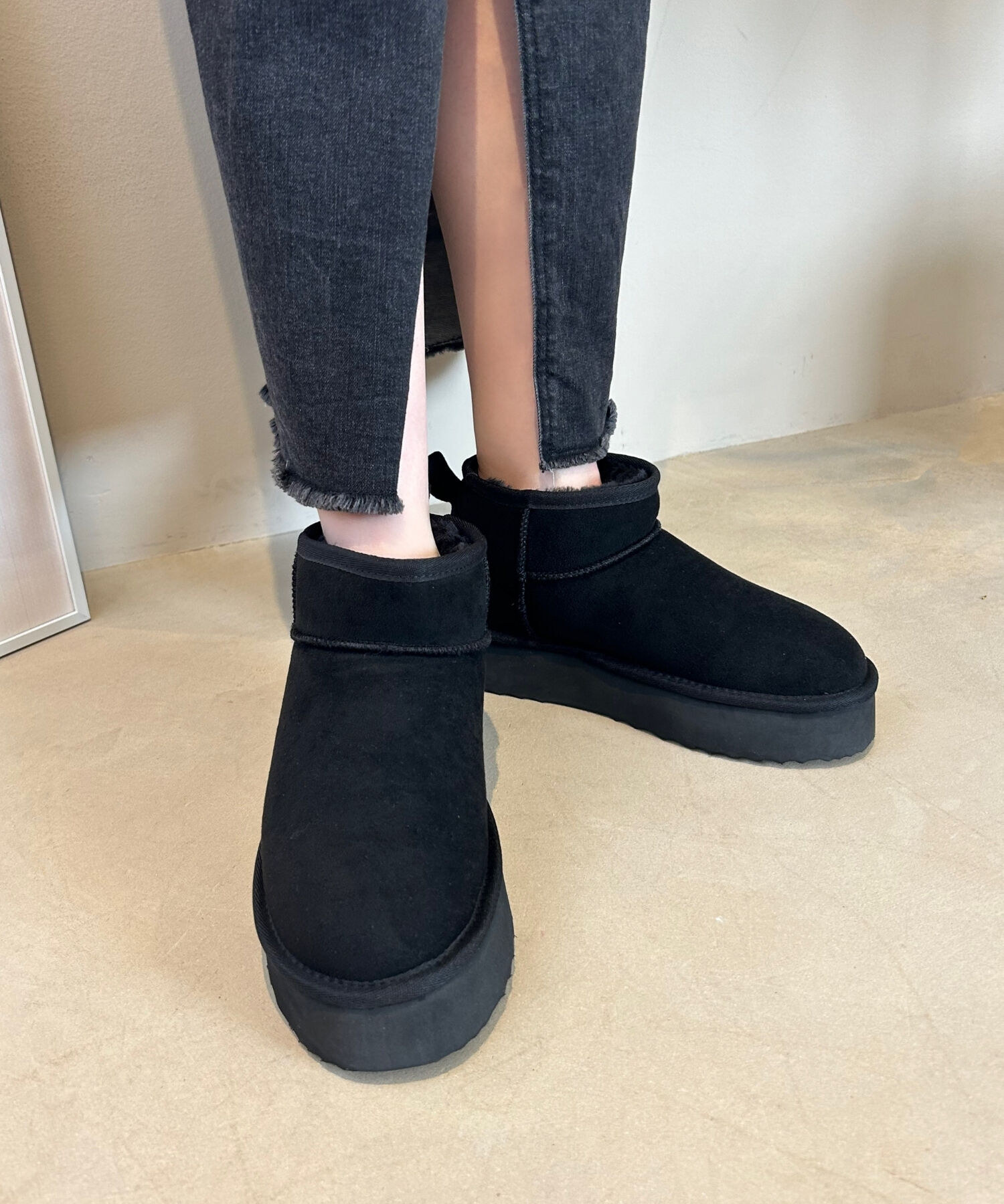 ORiental TRaffic「【累計1万足突破】 厚底 ムートン ショートブーツ /35401 軽量 防寒」|ショートブーツ|