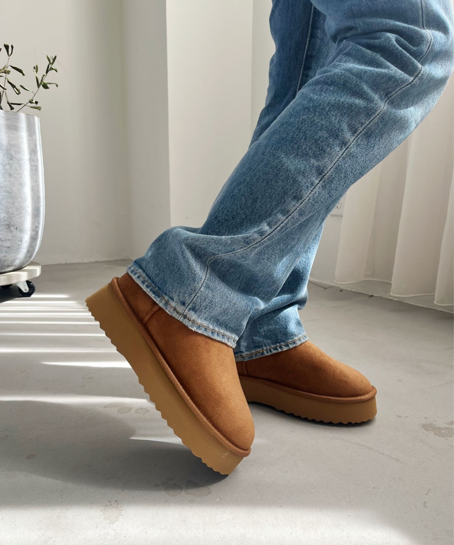 ORiental TRaffic「【累計1万足突破】 厚底 ムートン ショートブーツ /35401 軽量 防寒」|ショートブーツ|