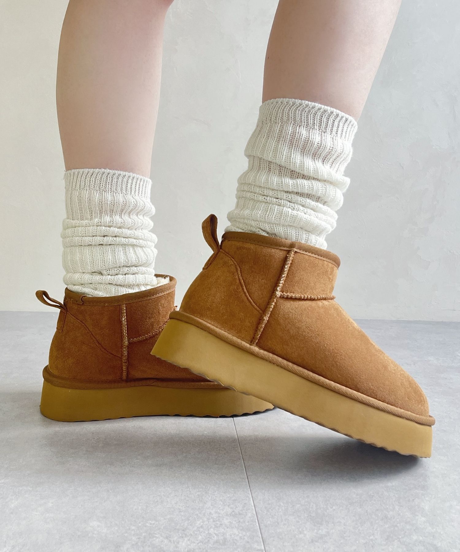 ORiental TRaffic「【累計1万足突破】 厚底 ムートン ショートブーツ /35401 軽量 防寒」|ショートブーツ|