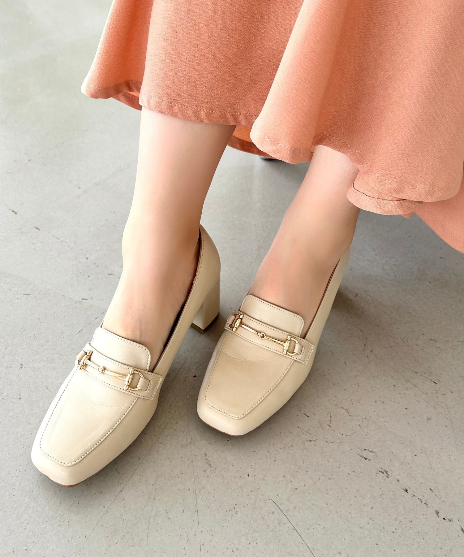 ORiental TRaffic「【跳べるパンプス/シリーズ累計１５０万足突破 】ビット ヒールローファー /R-3214 厚手クッション」|パンプス|BEIGE