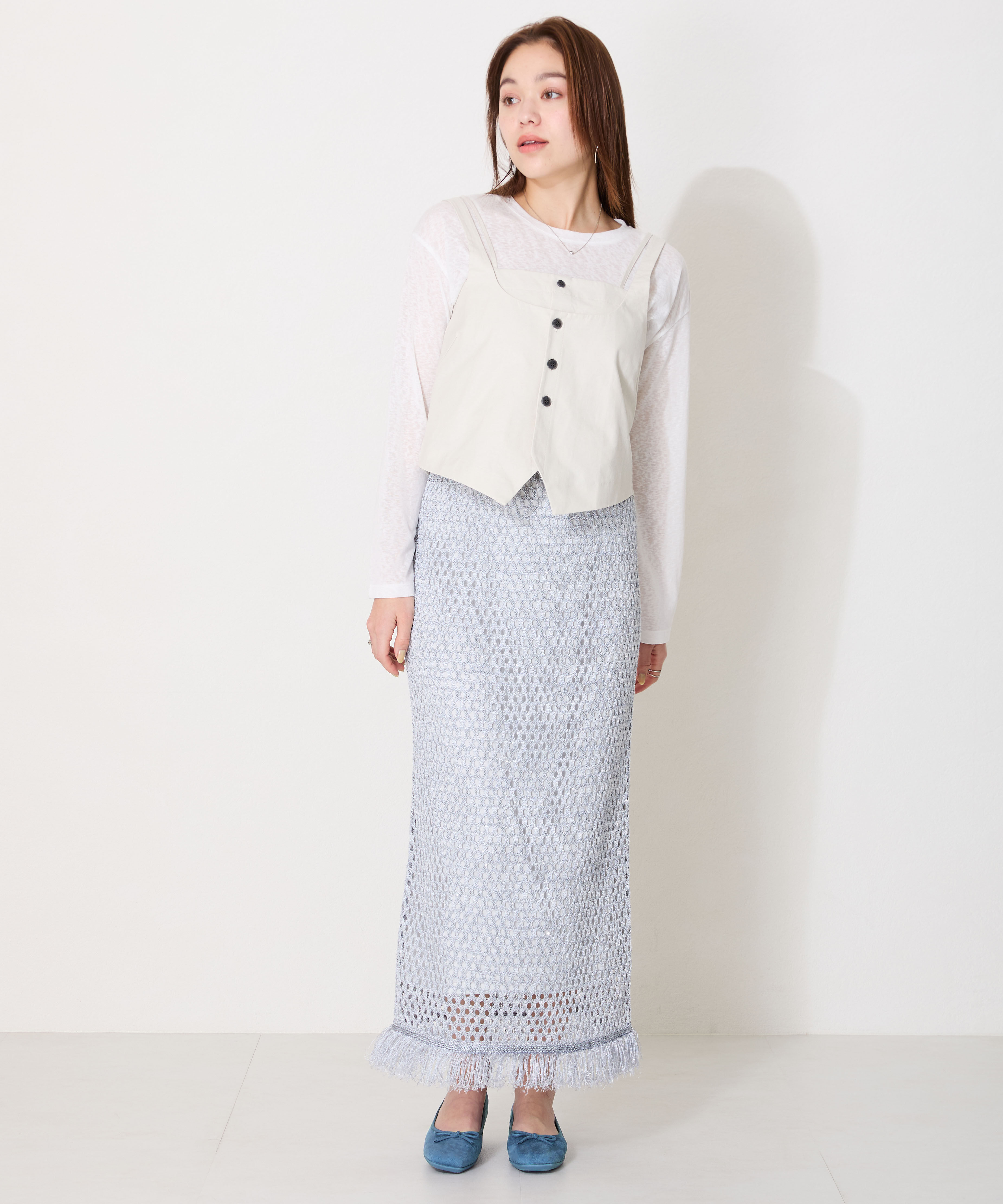 ORiental TRaffic「【WEB限定】 スクエアトゥ バレエシューズ /R-4009 フラット 軽い  厚手クッション」|パンプス|