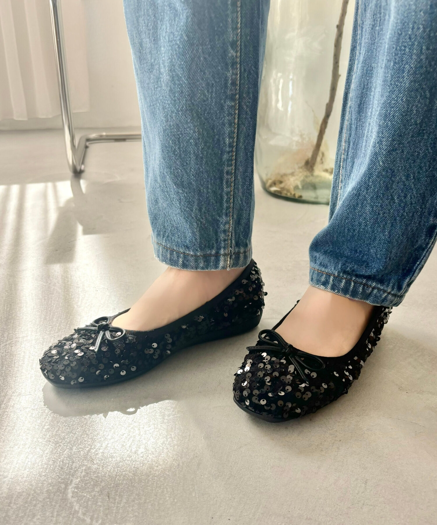 ORiental TRaffic「【跳べるパンプス/シリーズ累計１５０万足突破】スパンコール スクエアトゥ バレエシューズ R-3216」|パンプス|