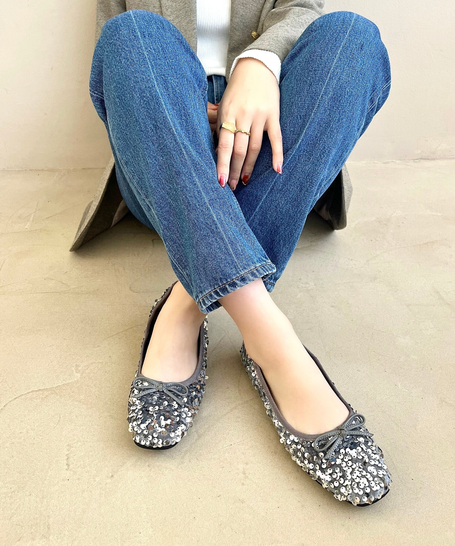 ORiental TRaffic「【跳べるパンプス/シリーズ累計１５０万足突破】スパンコール スクエアトゥ バレエシューズ R-3216」|パンプス|SILVER