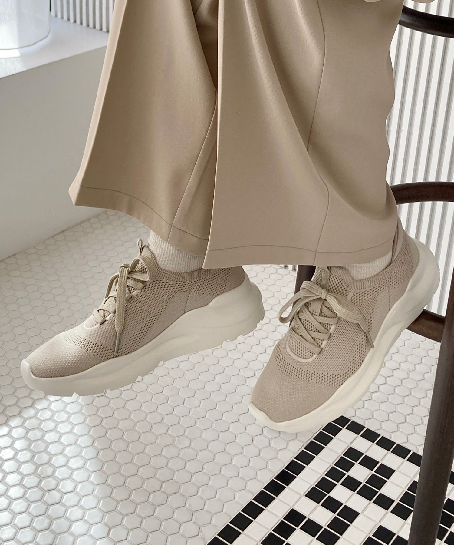 ORiental TRaffic「●再入荷● 【瞬間フィット】 ニットスニーカー /OT3757 軽量 歩きやすい 楽ちん ハンズフリー」|スニーカー|