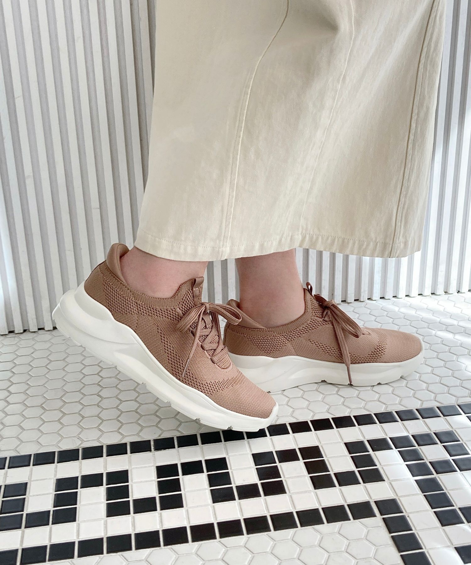 ORiental TRaffic「●再入荷● 【瞬間フィット】 ニットスニーカー /OT3757 軽量 歩きやすい 楽ちん ハンズフリー」|スニーカー|