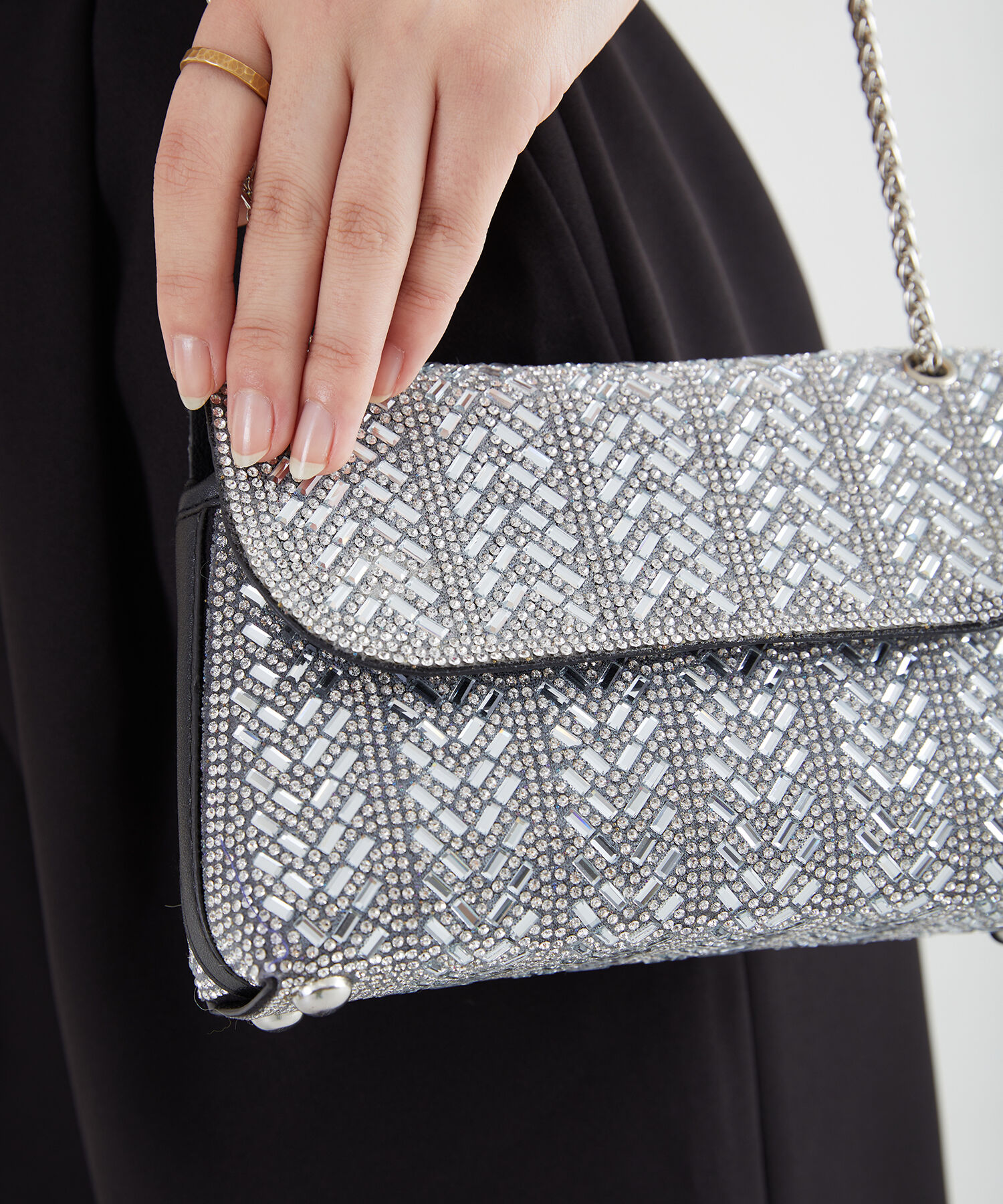 ORiental TRaffic「【オケージョン】ラインストーンチェーンバッグ/MOB002」|ショルダー・メッセンジャー|SILVER