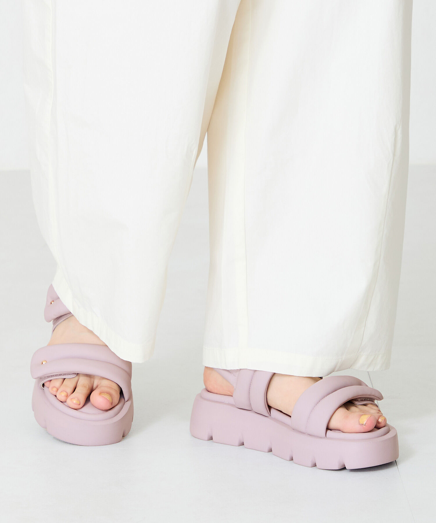 ORiental TRaffic「●2025春夏新作●パデットダブルベルト厚底サンダル/51202 サンダル 人気 トレンド 売れてる」|サンダル|