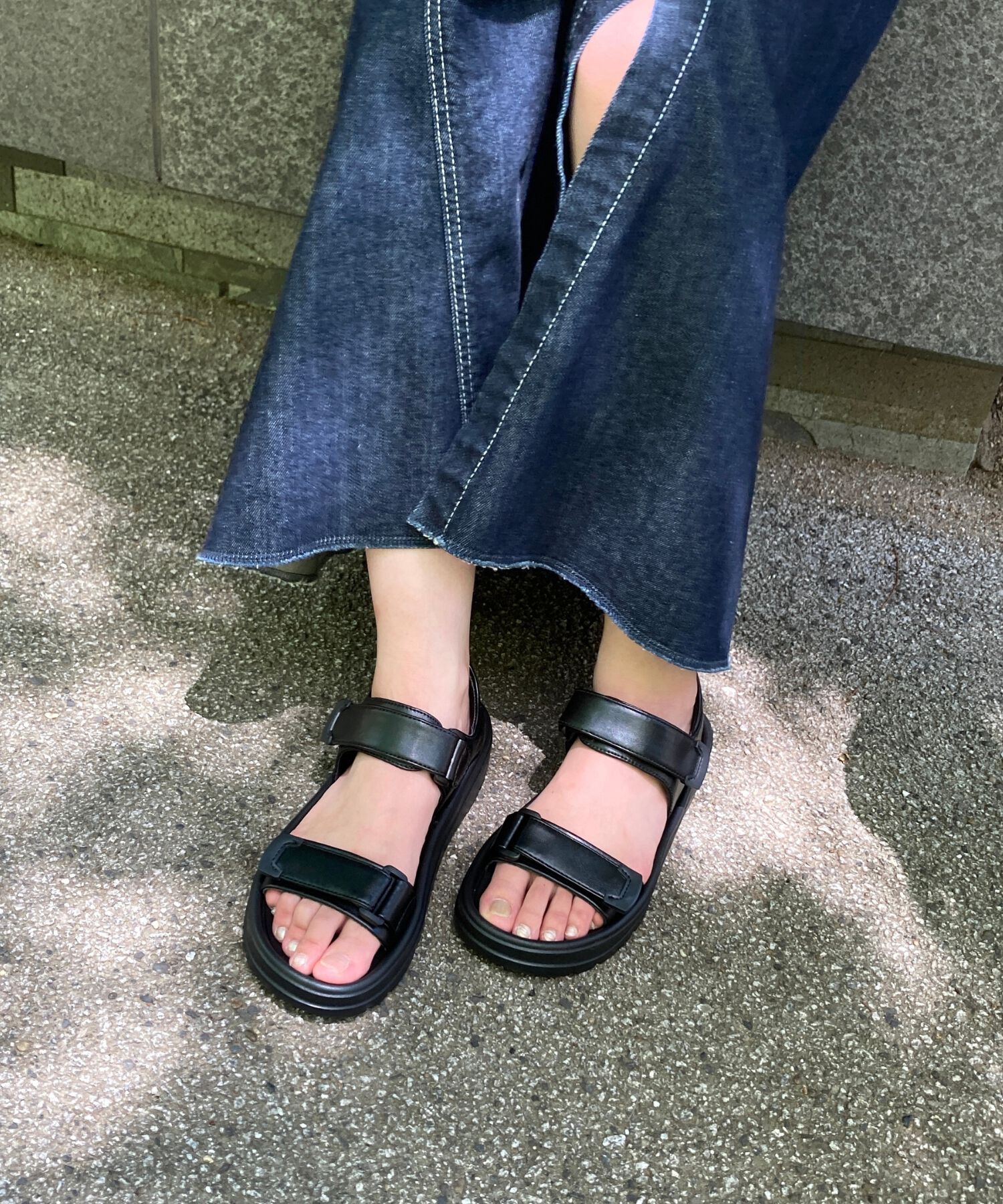 ORiental TRaffic「【Fit meサンダル】ダブルベルト サンダル /51227 軽い 柔らかい フラット」|サンダル|