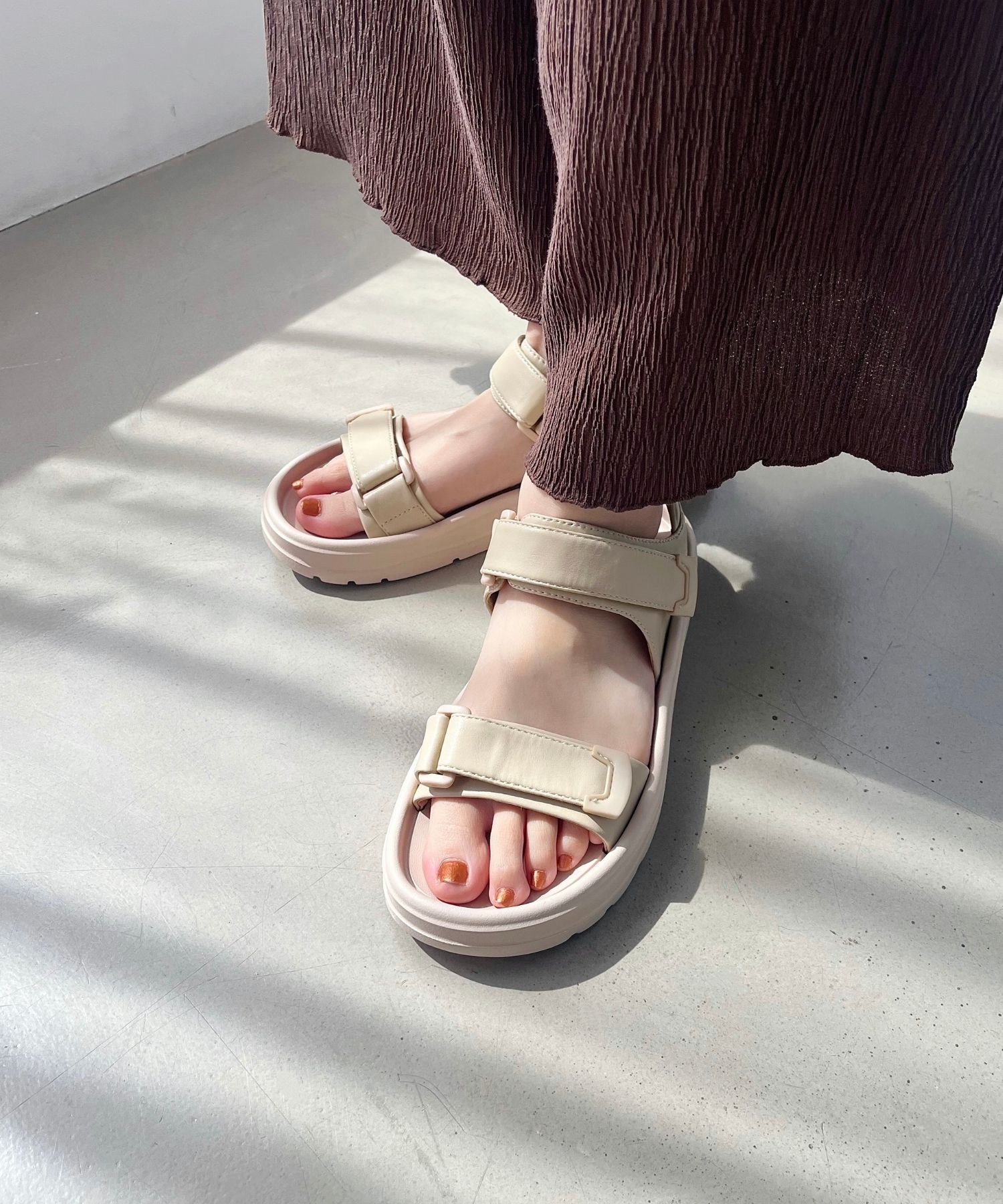 ORiental TRaffic「【Fit meサンダル】ダブルベルト サンダル /51227 軽い 柔らかい フラット」|サンダル|