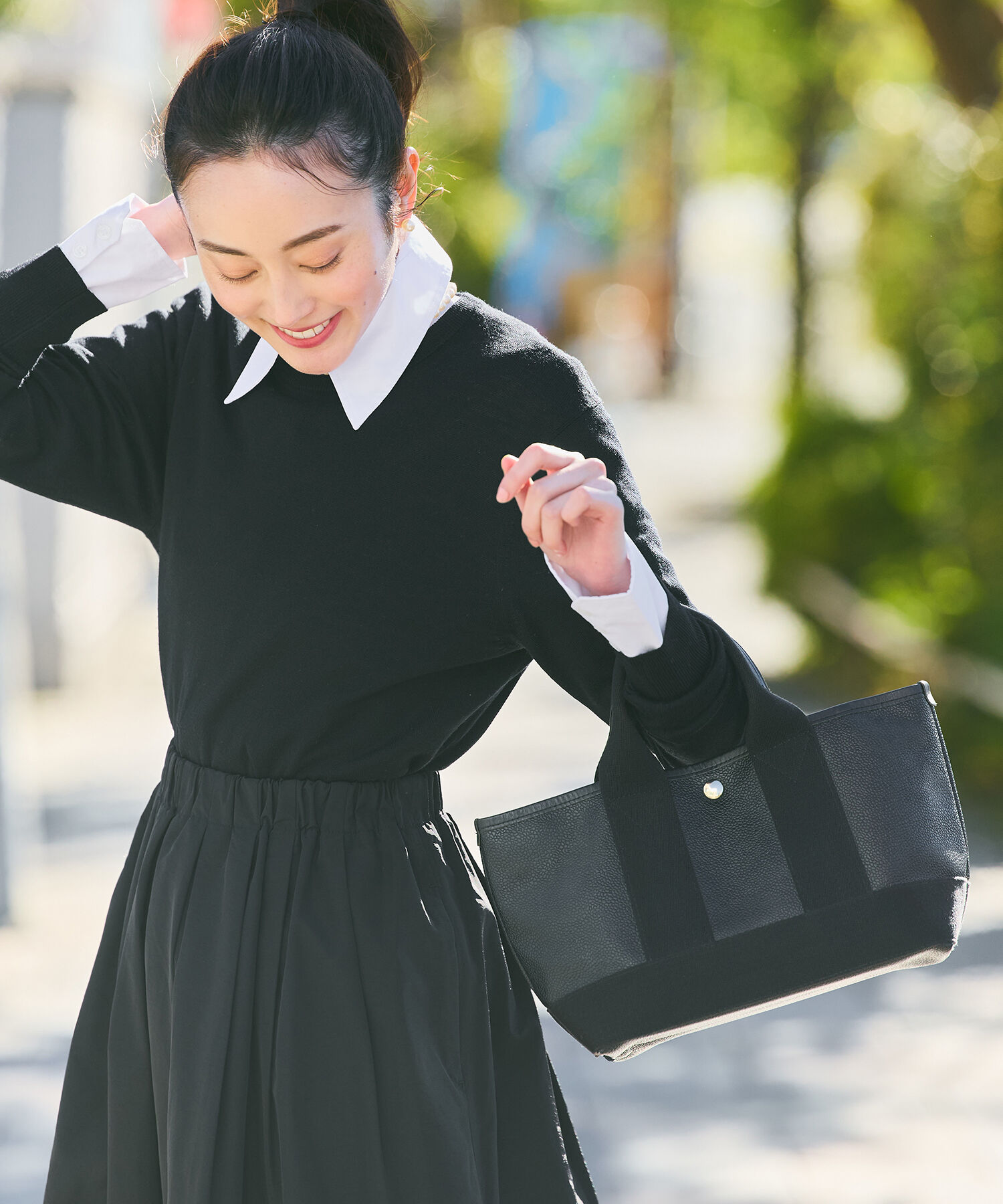 TOPKAPI BREATH「【VERY 10月号掲載】SCOTCH GRAIN スコッチグレイン ネオレザー ミニ トートバッグ」|トートバッグ|ブラック