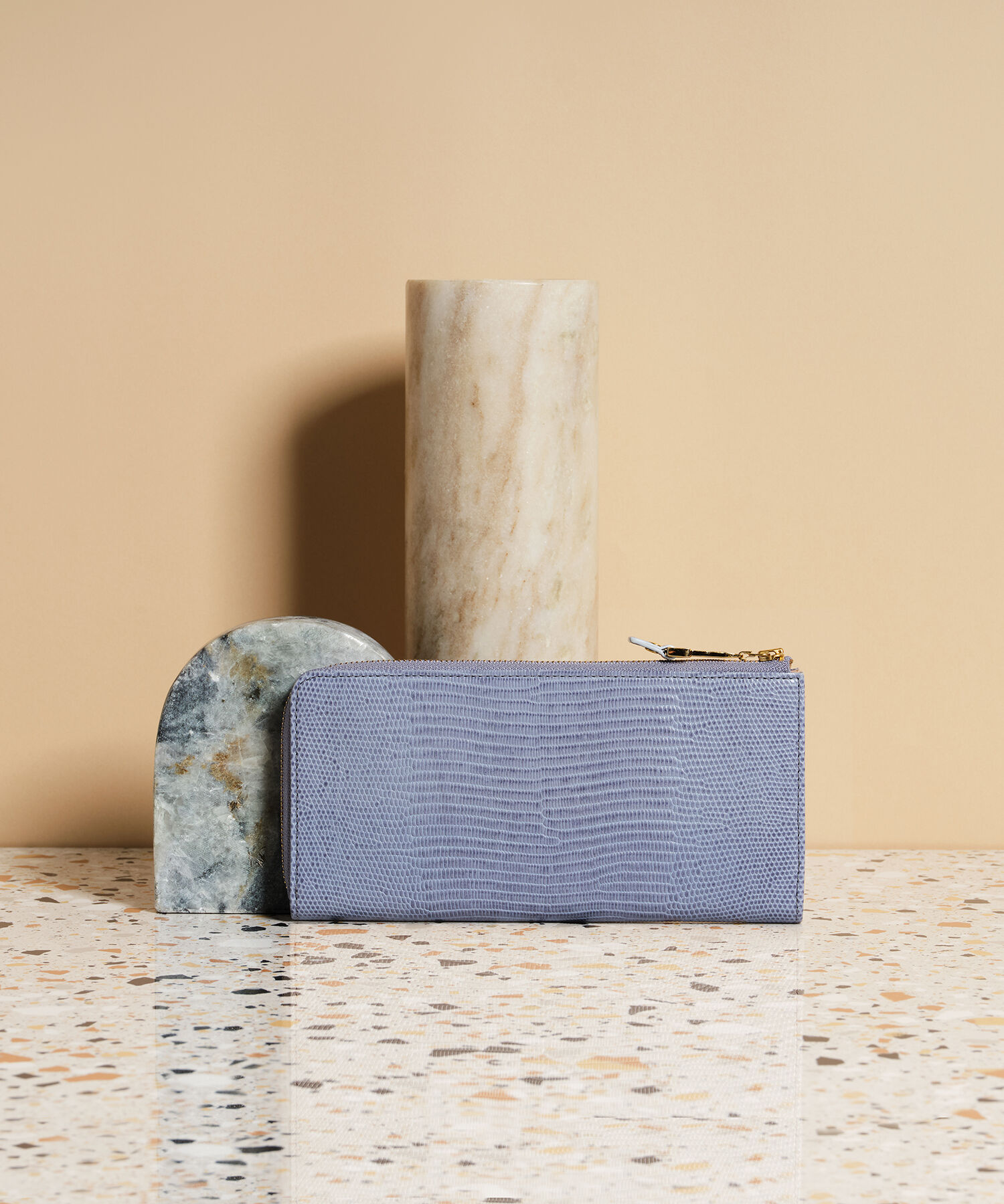 TOPKAPI 「イタリアンレザー・リザード型押し・Lファスナー長財布マチ付き LUCIA[ルチア]」|財布|ブルーグレー