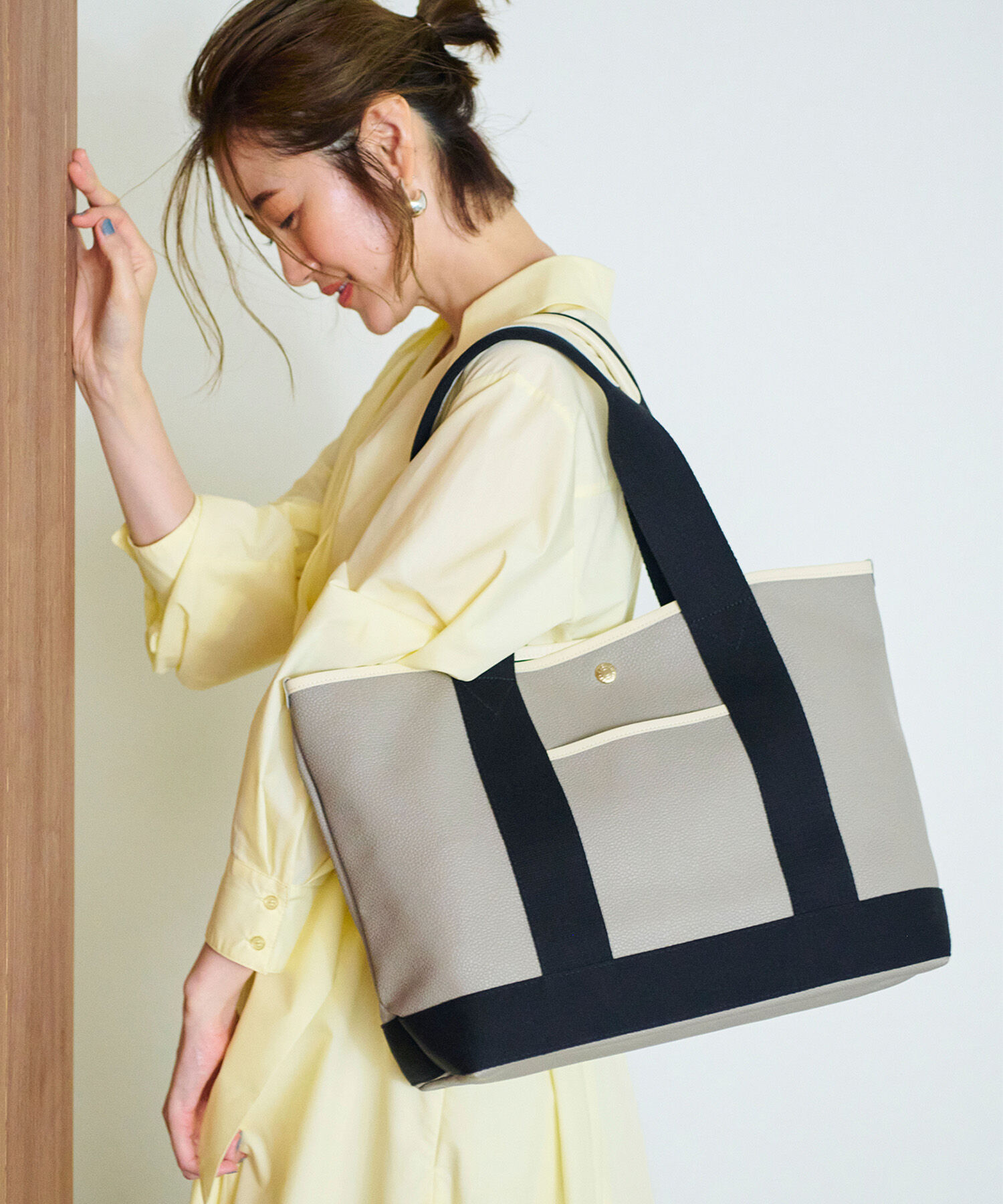 TOPKAPI BREATH「【Breath TOPKAPI】SCOTCH GRAIN スコッチグレイン ロングハンドル トートバッグ L」|トートバッグ|グレージュ