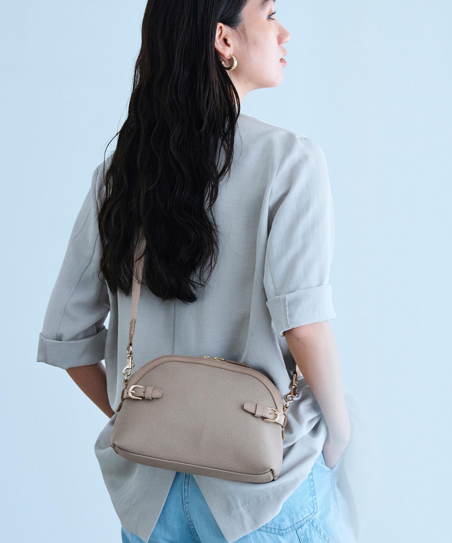 TOPKAPI BREATH「【Breath TOPKAPI】SCOTCH GRAIN スコッチグレイン ベルトデザイン ショルダーバッグ」|ショルダー・メッセンジャー|グレージュ