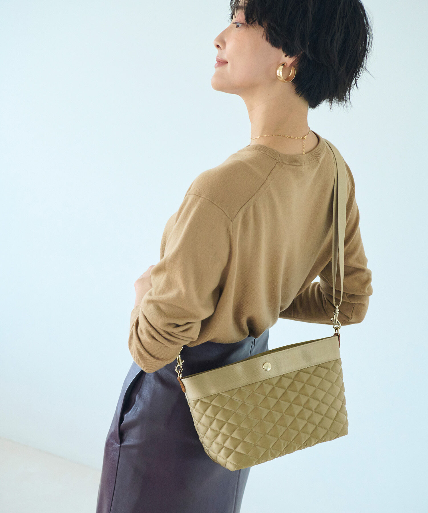 TOPKAPI BREATH「【Breath TOPKAPI】RIPPLE リプル キルティング ショルダーバッグ 撥水 / 軽量」|ショルダー・メッセンジャー|ベージュ