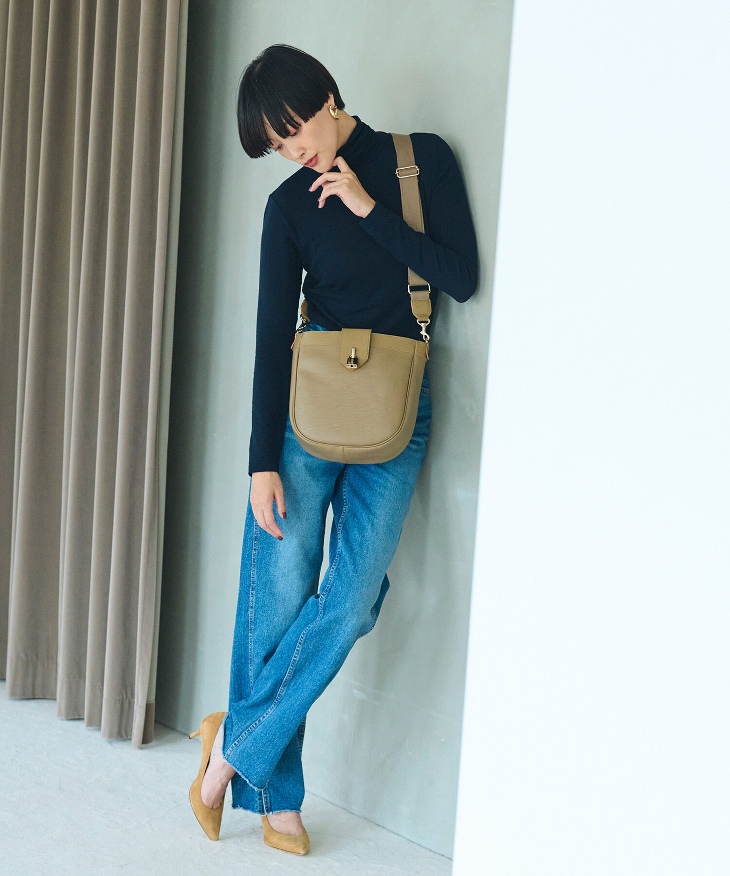 TOPKAPI BREATH「【Breath TOPKAPI】RIPPLE LOCK  リプルロック レザーコンビ ショルダー バッグ」|ショルダー・メッセンジャー|