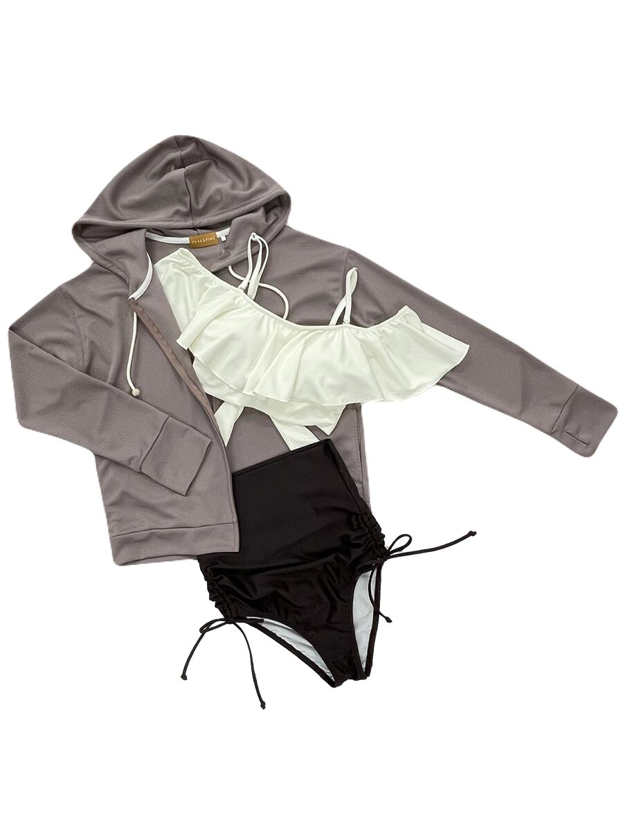 PEAK&PINE「無地オフショルダーワンピ見えビキニ」|ビキニ|