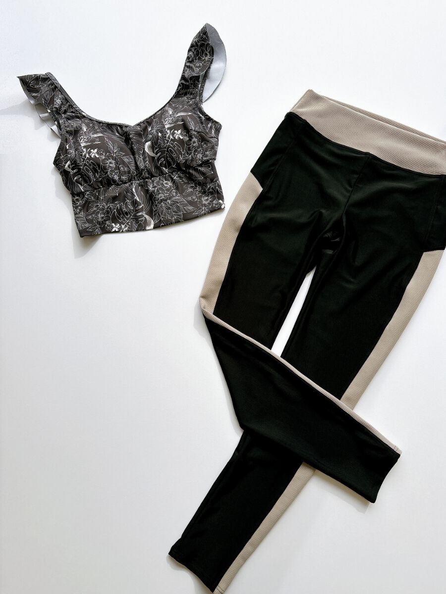 ALBOVE「バイカラー異素材ミックスデザインレギンス」|ショーツ|