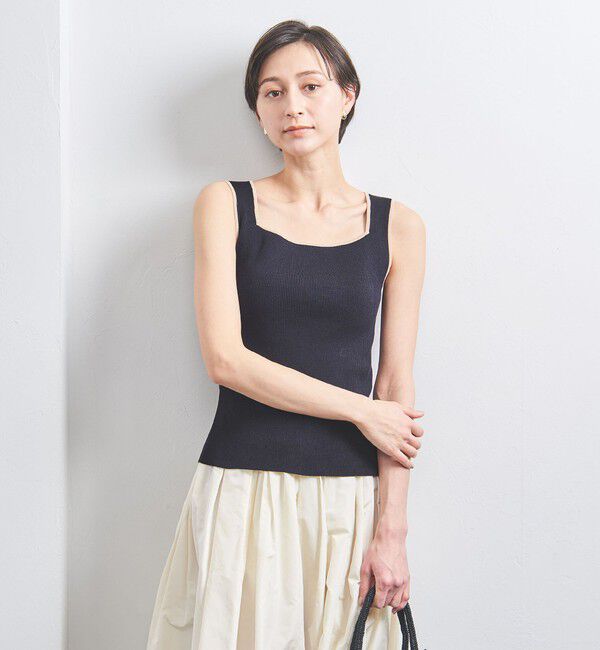 UNITED ARROWS「リブ スクエアネック ニットキャミソール」|ニット・セーター|NAVY
