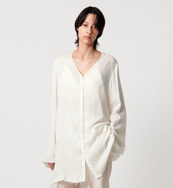 AEWEN MATOPH「＜AEWEN MATOPH＞フレアVネックシャツワンピース」|ワンピース|WHITE