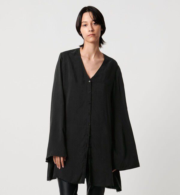 AEWEN MATOPH「＜AEWEN MATOPH＞フレアVネックシャツワンピース」|ワンピース|BLACK