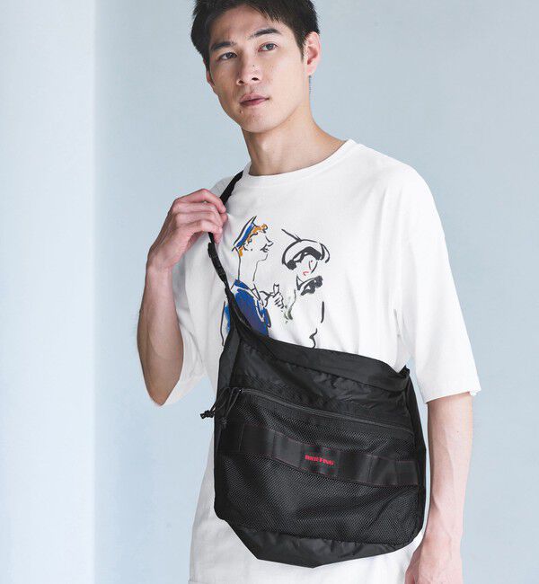 UNITED ARROWS green label relaxing「【別注】＜BRIEFING＞GLR リップストップ メッシュ ヨコ ショルダーバッグ」|ショルダー・メッセンジャー|BLACK