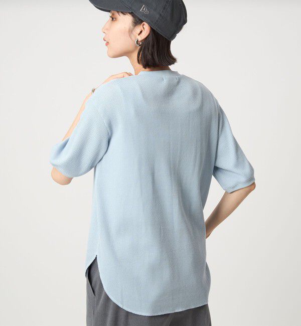 UNITED ARROWS green label relaxing「【WEB限定】＜at ease＞ワッフル ヘンリーネック 5分袖 プルオーバー カットソー」|Tシャツ・カットソー|