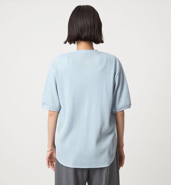 UNITED ARROWS green label relaxing「【WEB限定】＜at ease＞ワッフル ヘンリーネック 5分袖 プルオーバー カットソー」|Tシャツ・カットソー|