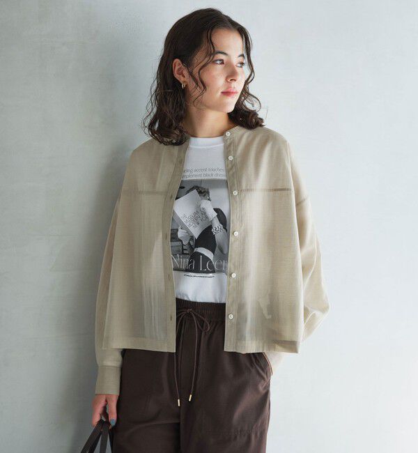 UNITED ARROWS green label relaxing「ソモウライク シアー バンドカラー シャツ」|シャツ・ブラウス|