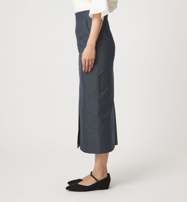 UNITED ARROWS green label relaxing「［size SHORTあり］キチントボトムス Iライン スリム タイト スカート シャンブレー」|タイト|